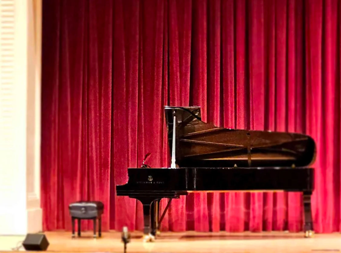 Fresno City College Old Administration Building auditorium piano taken Sept. 14 2024.
