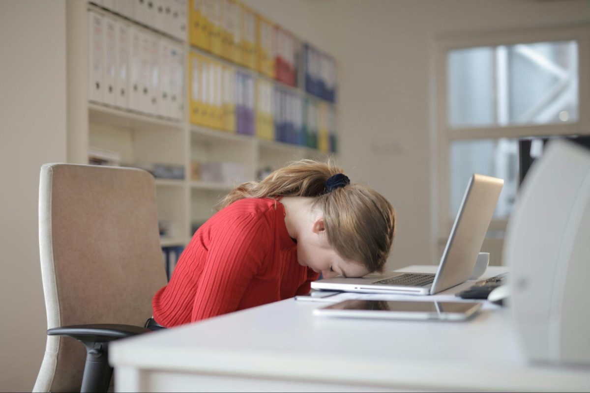 Stock photo image of a women who's overworked. 
