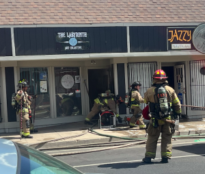 Crewmembers of the Fresno Fire Department are entering The LAByrinth Art Collective on Sept. 16. The businesses affected are The LAByrinth Art Collective, Spokeasy Public House, Jazzy’s Jeans N Things and Herbal Products.
