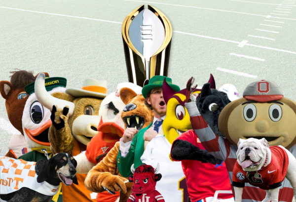 All the remaining college teams and their mascots fight for the national trophy. Composite by Logan Payne.