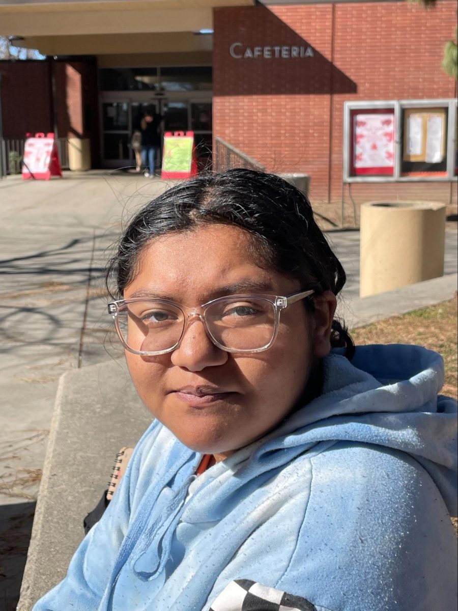  Maria Galeana, a Fresno City College student  majoring in Art and Animation poses for a portrait after being asked  “Is there anything you wish would change at Fresno City College, if so what?"