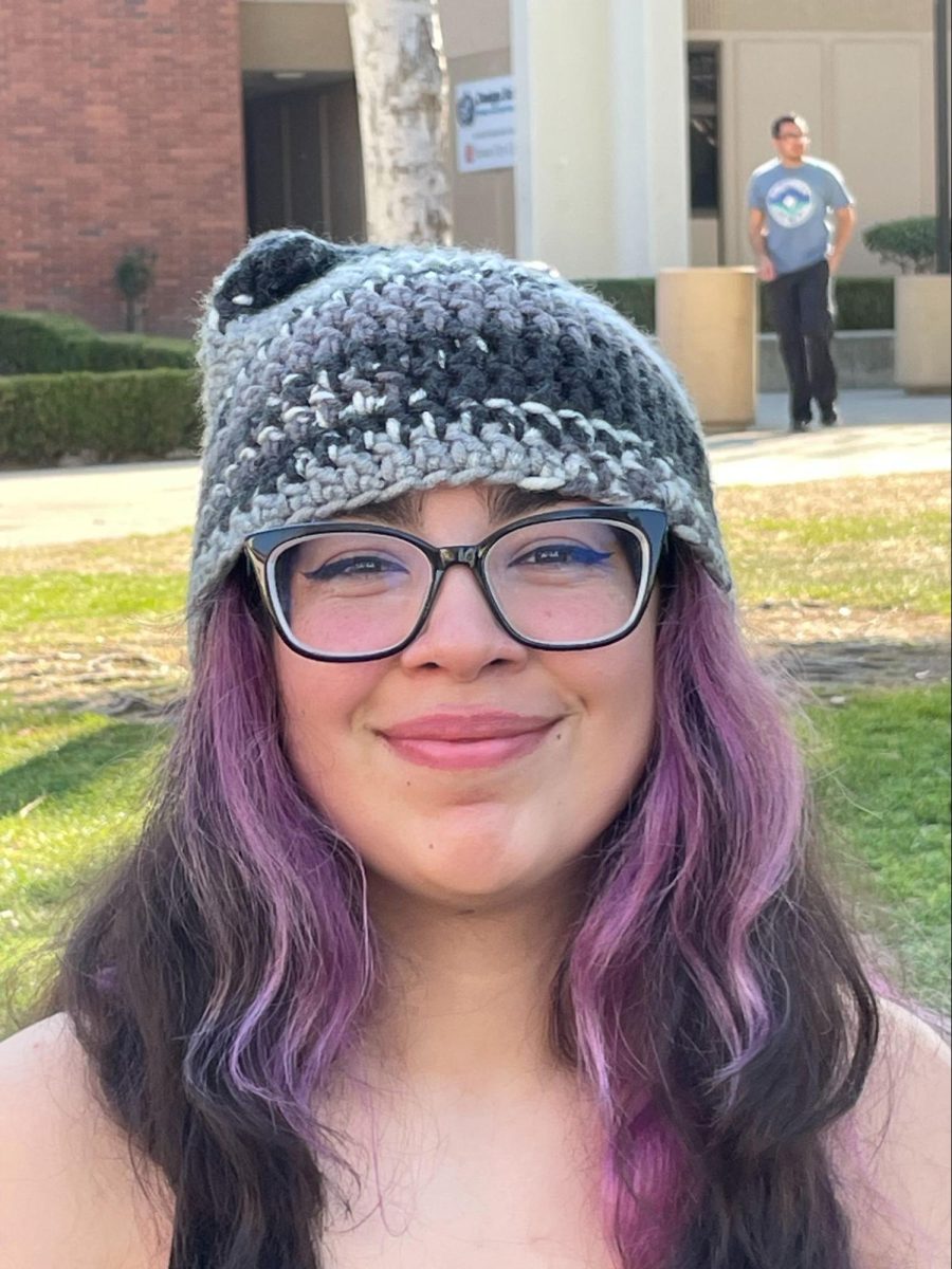 Dahlia Contreras, a Fresno City College student majoring in early childhood education poses for a portrait after being asked "What upcoming 2025 movie draws your attention, and why?"